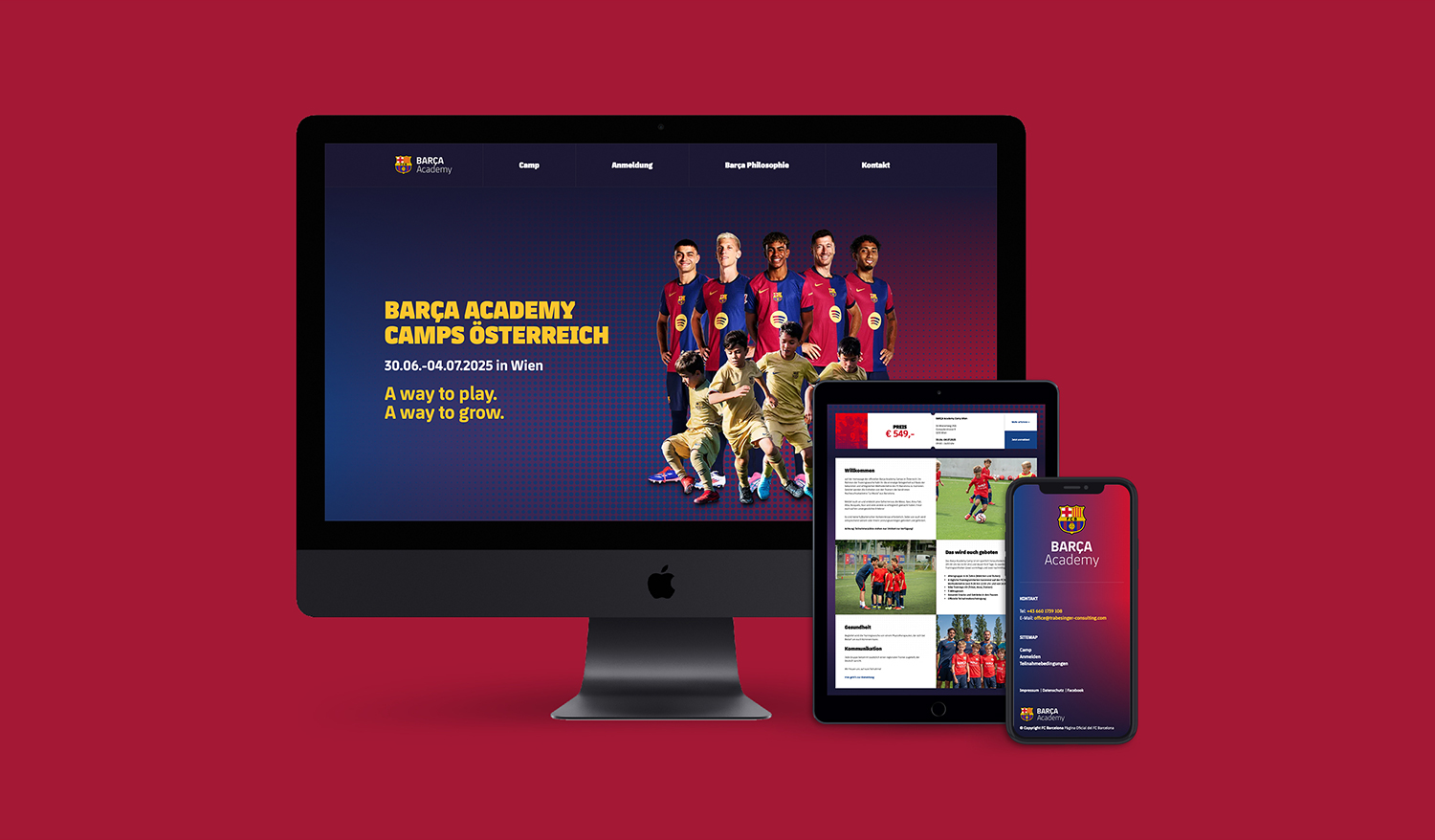 Webdesign für die Barça Academy Österreich